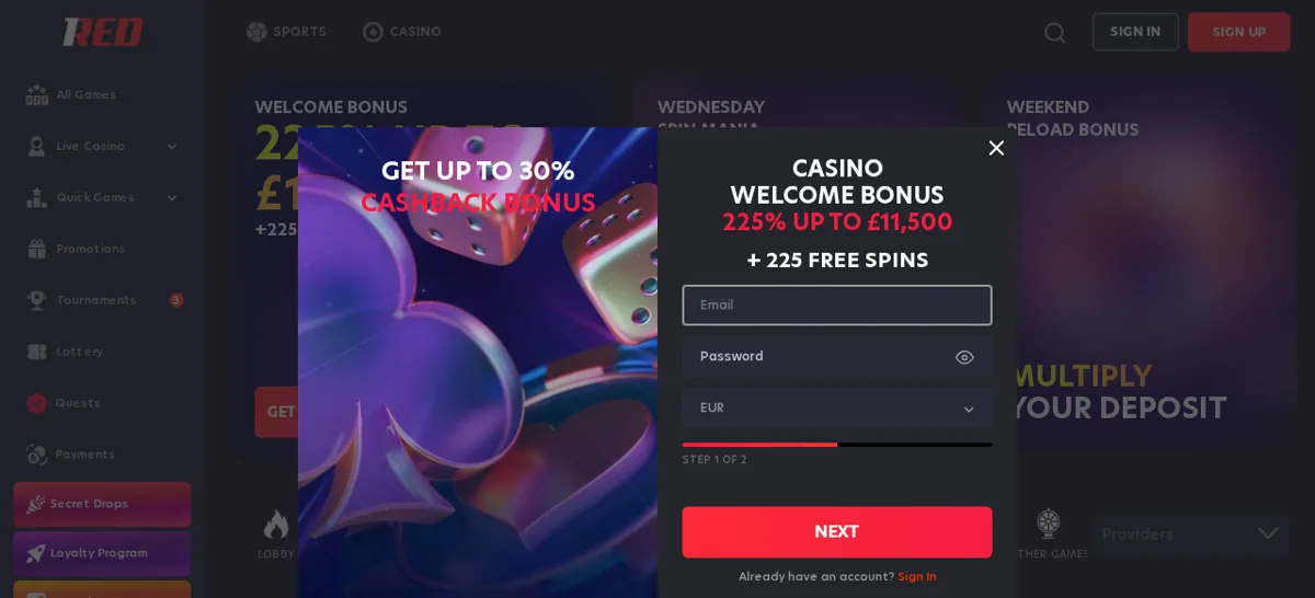 Captura de la web de 1Red